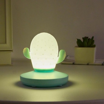ΕΕπαναφορτιζόμενο Διακοσμητικό Φωτιστικό Νυχτός LED σε Σχήμα Κάκτου από Σιλικόνη με Τρία Επίπεδα Έντασης Φωτισμού 10x10x13cm