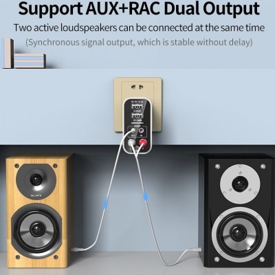 Andowl® Πομπός Ήχου Δέκτης 2RCA Aux Wireless Audio Adapter με Τηλεχειριστήριο & Υποστήριξη Κάρτας TF & USB Flashdrive Φορτιστής Τοίχου Κ16