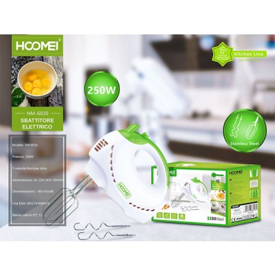 Μίξερ Χειρός 250W Πράσινο Hoomei HM-6830 Hand Mixer