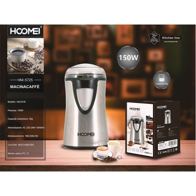 Ηλεκτρικός Μύλος Καφέ 150W με Χωρητικότητα 50gr Ασημί Hoomei HM-5725