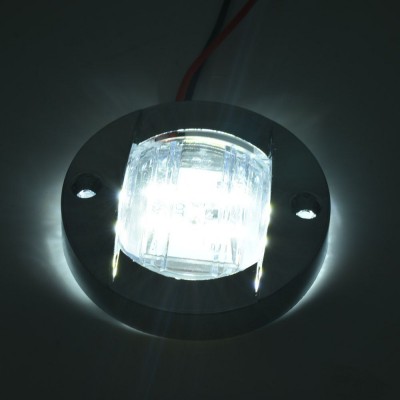 Στρογγυλό Αδιάβροχο Φωτιστικό LED 12V για Σκάφη με Λευκό Φωτισμό R2Q8 - Ασημί