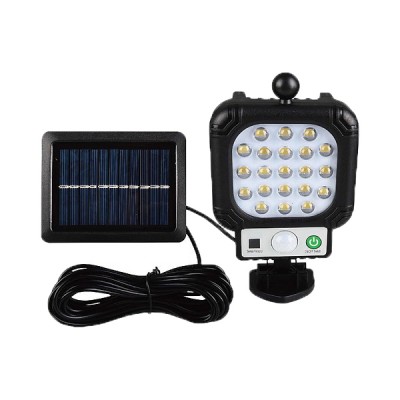 Αδιάβροχος Ηλιακός Προβολέας Τοίχου IP65  LED Με Ανιχνευτή Κίνησης, Φωτοκύτταρο & Πάνελ Φόρτισης - Solar Panel Led Light - Motion Sensor ARRANGO AT76164