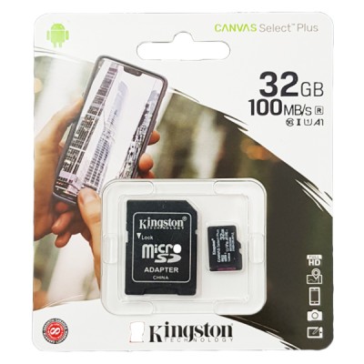 Kingston Κάρτα Μνήμης microSDHC, Class A1 32GB, έως και 100 MB/s με Αντάπτορα SD