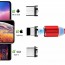 Μαγνητικό Καλώδιο Γρήγορης Φόρτισης 360° USB-A 3 σε 1 Lightning - USB-C - MicroUSB με Καλώδιο που δεν Μπλέκεται 1m & LED Ένδειξη Φόρτισης