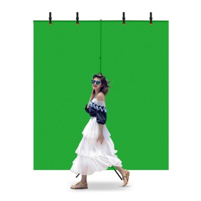 Τρίποδο Σταντ σε Σχήμα Τ Ρυθμιζόμενου Ύψους 67-200cm με Πράσινο Πανί 2x2m για Φόντο Φωτογραφίας με Τσάντα Μεταφοράς PU5205G - Μαύρο
