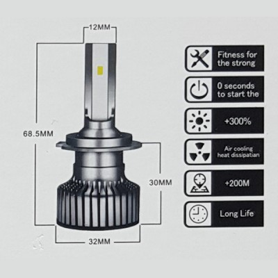 Σετ 2 Λάμπες LED Φώτα Αυτοκινήτου Η4 6000-6500Κ MiNi F32 50W 5400LM CAN BUS