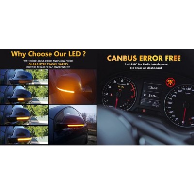 Σετ 2 LED Τρεχούμενο Φλας για Καθρέπτες Αυτοκινήτου με Εφέ Κίνησης για VolksWagen Golf 5 - Golf 5 plus - Jetta - Passat (2001-2011) 2 τμχ OEM