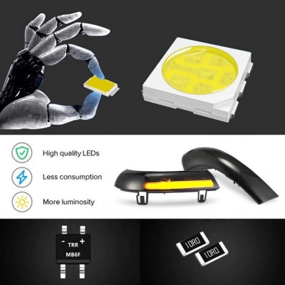 Σετ 2 LED Τρεχούμενο Φλας για Καθρέπτες Αυτοκινήτου με Εφέ Κίνησης για VolksWagen Golf 5 - Golf 5 plus - Jetta - Passat (2001-2011) 2 τμχ OEM