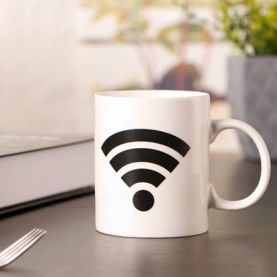 Κεραμική Κούπα WiFi που Αντιδράει στη Θερμότητα για Καφέ & Τσάι Λευκή 300ml