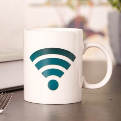 Κεραμική Κούπα WiFi που Αντιδράει στη Θερμότητα για Καφέ & Τσάι Λευκή 300ml