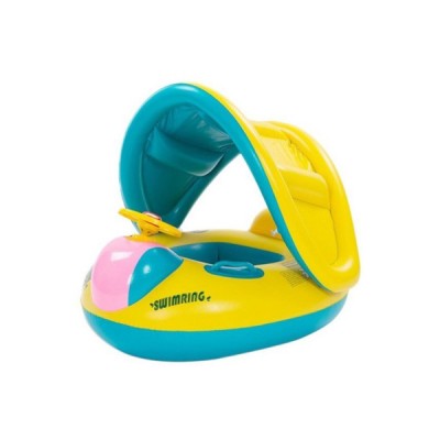Βρεφικό - Παιδικό Φουσκωτό Σωσίβιο με Τιμόνι - Λαβές & Σκίαστρο - Inflatable Swim Boat with Shade 73x64cm