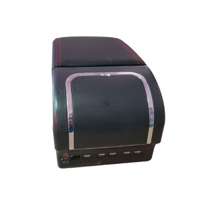 Κονσόλα Χειρόφρενου & Πολύ Φορτιστής USB με Ποτηροθήκη - Τεμπέλης Αυτοκινήτου Μαύρο με Κόκκινες Ραφές