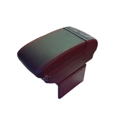 Κονσόλα Χειρόφρενου & Πολύ Φορτιστής USB με Ποτηροθήκη - Τεμπέλης Αυτοκινήτου Μαύρο με Κόκκινες Ραφές