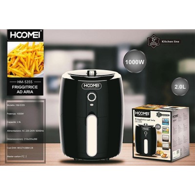Φριτέζα Αέρος 1000W με Αποσπώμενο Κάδο 2lt Μαύρη Hoomei HM-5355