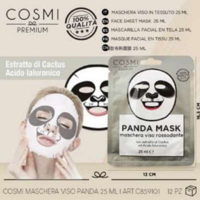 Μάσκα Φύλλων Προσώπου Panda με Εκχύλισμα Κάκτου και Υαλουρονικό Οξύ για Ενυδάτωση, Χαλάρωση και Αναζωογόνηση - Sheet Mask