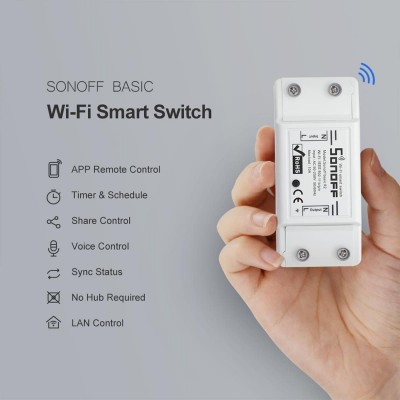 SONOFF Έξυπνος Ενδιάμεσος Διακόπτης WiFi για Διαχείριση & Μετατροπή Απλών Συσκευών σε Smart