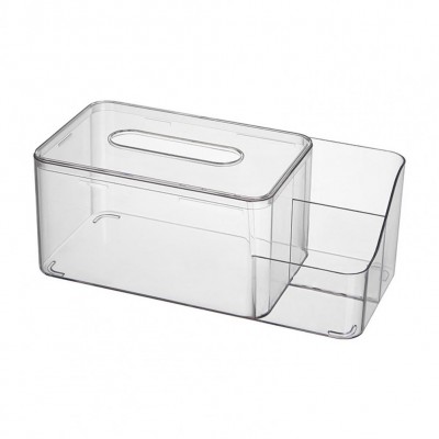 Κουτί Οργάνωσης με Θήκη για Χαρτομάντηλα για όλο το Σπίτι - Γκρι Διάφανο - Crystal Clear