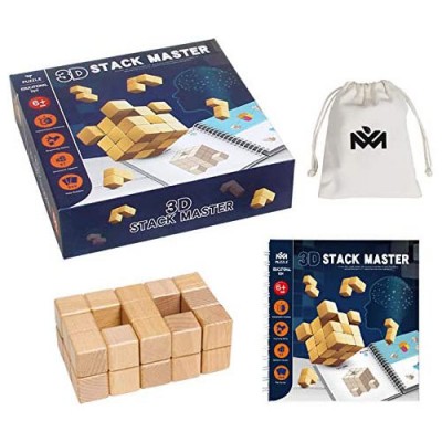 Ξύλινο Γεωμετρικό Εκπαιδευτικό Παιχνίδι 3D Stack Master Wooden Shape Puzzle Για Παιδία 6+