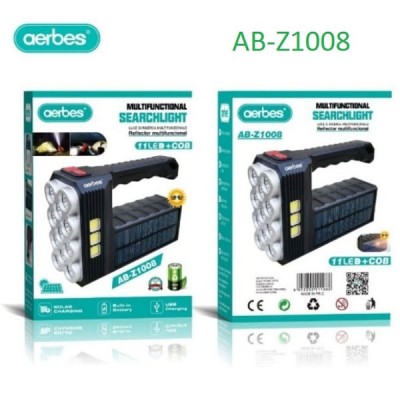 Επαναφορτιζόμενος Ηλιακός Φακός LED COB 4 Λειτουργιών ABZ1008 11 LED + 3COB