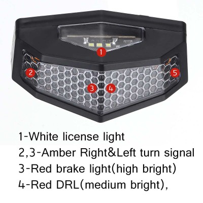 Οπίσθιο Φανάρι Μοτοσυκλέτας LED 12V Στοπ Φλας με Βάση και Φωτισμό Πινακίδας Μαύρο - Κόκκινο