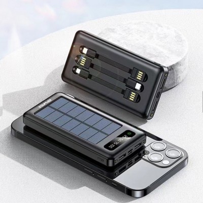 Awei Ηλιακά Επαναφορτιζόμενο Power Bank - Μπαταρία Φορτιστής 10000mAh με Διπλό LED Φακό, LED Ένδειξη Μπαταρίας, 2 Θύρες USB & 3 Καλώδια Φόρτισης