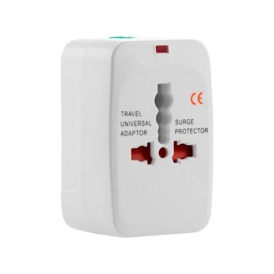 Παγκόσμιος Ταξιδιωτικός Αντάπτορας Πρίζας Universal Travel Adaptor με Προστασία & 2 Θύρες USB