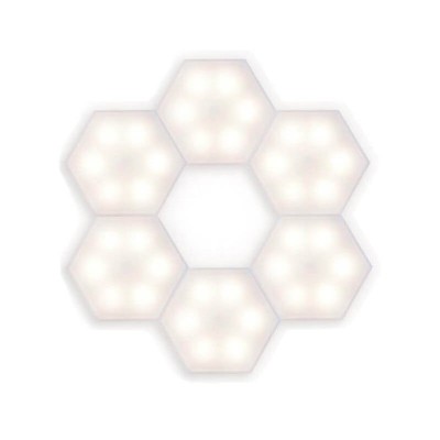Hex On Εξαγωνικά Επιτοίχια Αυτοκόλλητα Φωτιστικά - Διακοσμητικά RGB LED Αφής με Τηλεχειριστήριο & Ρύθμιση Έντασης Φωτεινότητας 6τμχ.
