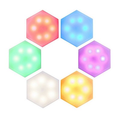 Hex On Εξαγωνικά Επιτοίχια Αυτοκόλλητα Φωτιστικά - Διακοσμητικά RGB LED Αφής με Τηλεχειριστήριο & Ρύθμιση Έντασης Φωτεινότητας 6τμχ.