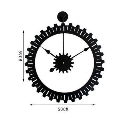 Μαύρο Ασύμμετρο Υψηλής Ποιότητας Pολόι Tοίχου Γρανάζι 50x59 cm