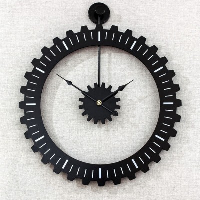 Μαύρο Ασύμμετρο Υψηλής Ποιότητας Pολόι Tοίχου Γρανάζι 50x59 cm