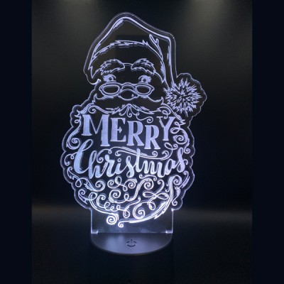 Τηλεχειριζόμενο Τρισδιάστατο LED Φωτιστικό Αγιος Βασίλης με 7 Χρωματισμούς - 3D Desk Lamp Santa Claus