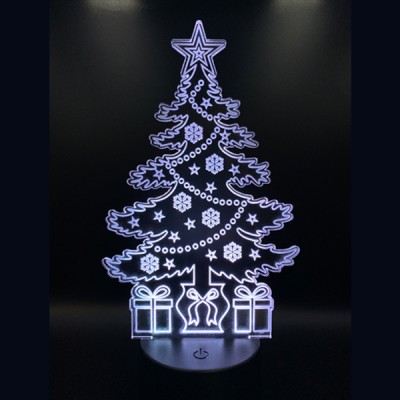 Τηλεχειριζόμενο Τρισδιάστατο LED Φωτιστικό Χριστουγεννιάτικο Δέντρο με 7 Χρωματισμούς - 3D Desk Lamp Chrismas Tree