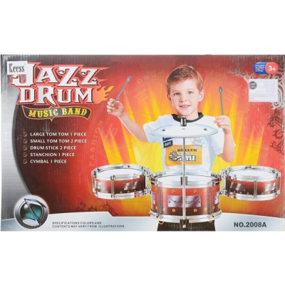 Σετ Παιδικά Drums Jazz  με 3 Τύμπανα με Σκαμπό, Μπαγκέτες και Πιατίνι