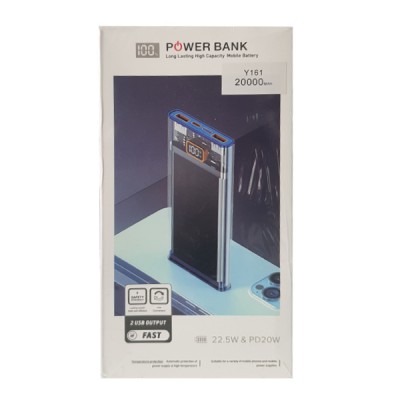 Διάφανο Powerbank Μπαταρία 20000mAh με 2 Θύρες USB 22.w Fast Charging Y161