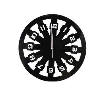 Πλαστικό  Μαύρο Ρολόι Τοίχου 39x39cm