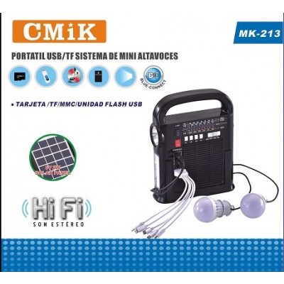Φορητό Ηλιακό Αναλογικό Ραδιόφωνο Bluetooth με Φακό Cmik MK-213