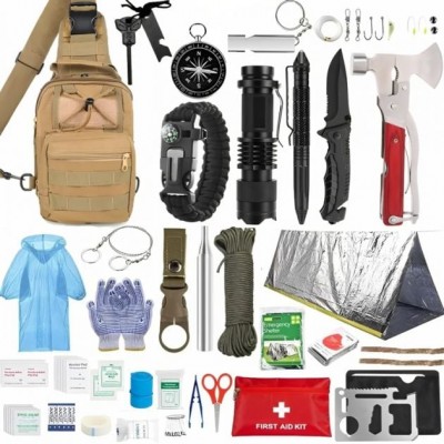 Πλήρες Κιτ Έκτακτης Ανάγκης 19 σε 1 με Εργαλεία Επιβίωσης, Ιατρικές Προμήθειες, Κατάλυμα & Θερμική Κουβέρτα Outdoor - Camping