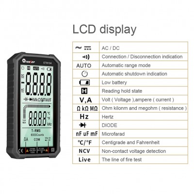 Ψηφιακό Πολύμετρο με Οθόνη LCD 3,5 Ψηφίων και Μέτρηση Τρανζίστορ