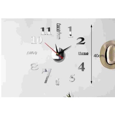 3D Αυτοκόλλητο Ρολόι Τοίχου Ακρυλικό DIY με Μηχανισμό Quartz 40x40cm