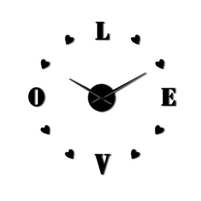 Αυτοκόλλητο Ρολόι Τοίχου Ακρυλικό DIY LOVE και Μηχανισμό Quartz 40x40 cm