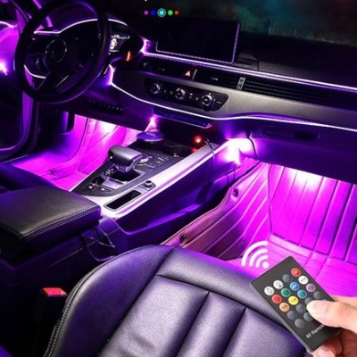 Φώτα Οπτικής 'Ινας  6 Μέτρα Εσωτερικού Χώρου Αυτοκινήτου Με Εφαρμογή Κινητού και Τηλεχειρισμό RGB LED 12V -  Car Atmosphere Fiber optic Lights