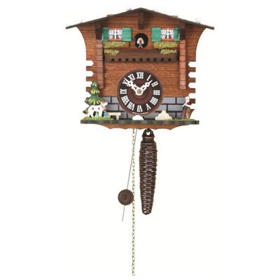 Ξύλινο Ρολόι Τετάρτου Kuckulino με Αναπαράσταση Αλπικού Σπιτιού, Κουρδιστό μίας (1) Ημέρας με Εκκρεμές 20 cm