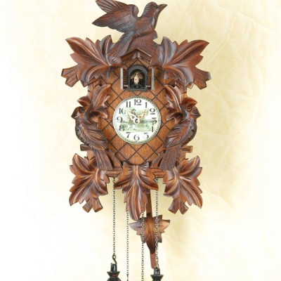 Ξύλινο Ρολόι Κούκος, Χειροποίητος, Σκαλιστός με Εκκρεμές και Μουσική 35cm