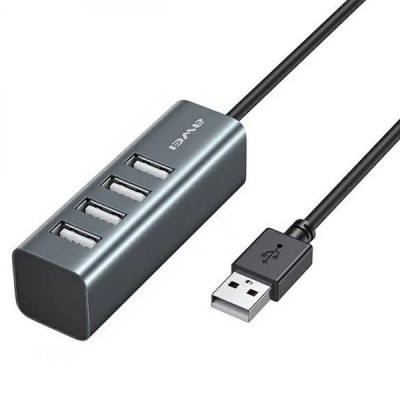 Μεταλικός Αντάπτορας - USB HUB Φόρτισης & Μεταφοράς Δεδομένων με 4 Θύρες USB 2.0 LED CL-122