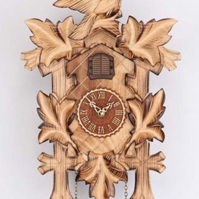 Ξύλινο Ρολόι Κούκος, Χειροποίητoς, Σκαλιστός με Μουσική και Κεφάλι Ελαφιού 35cm