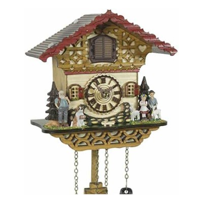 Ξύλινο Ρολόι Κούκος με Χειροποίητη Παράσταση Αλπικού Σπιτιού, με τη Μικρή Χάιντι τον Πέτερ και τον Παππού 20cm